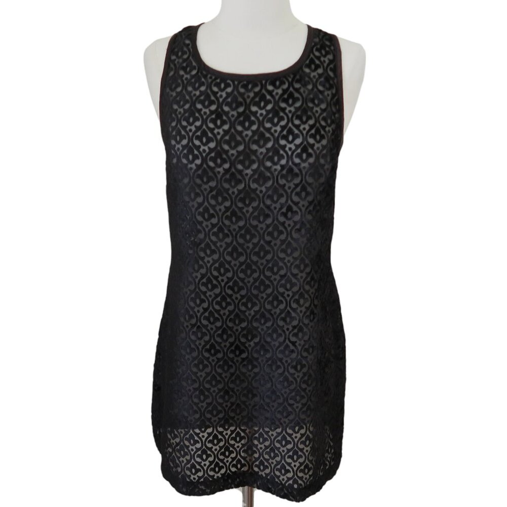 vtg 80s TIMES 7 TODD OLDHAM burnout velvet sheer mini dress sz 4